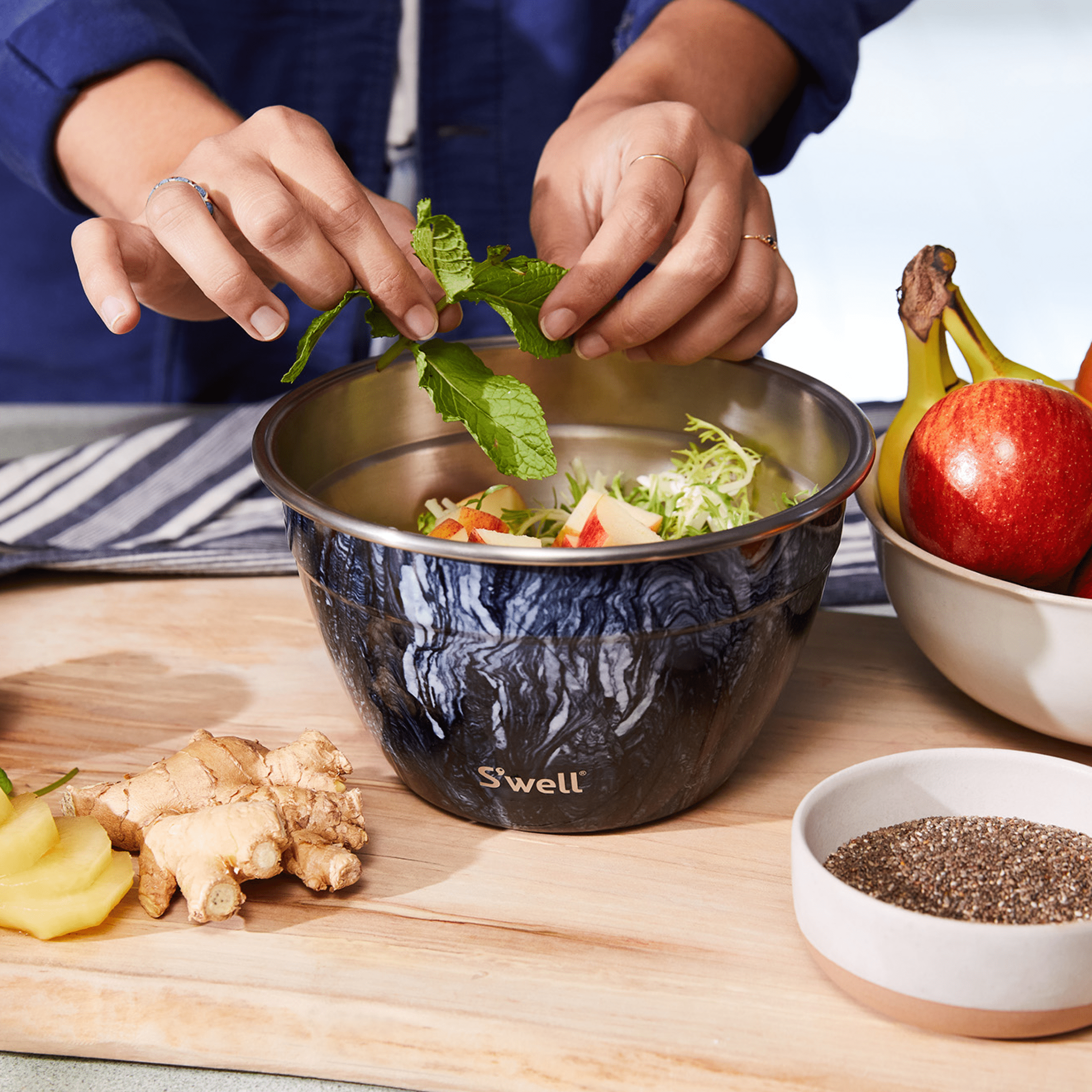 MerchPerks S'well Eats Teakwood 64 oz Salad Bowl Kit